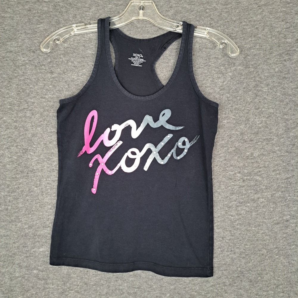 XOXO Love Black Tank Top Rhinestone Women's Medium